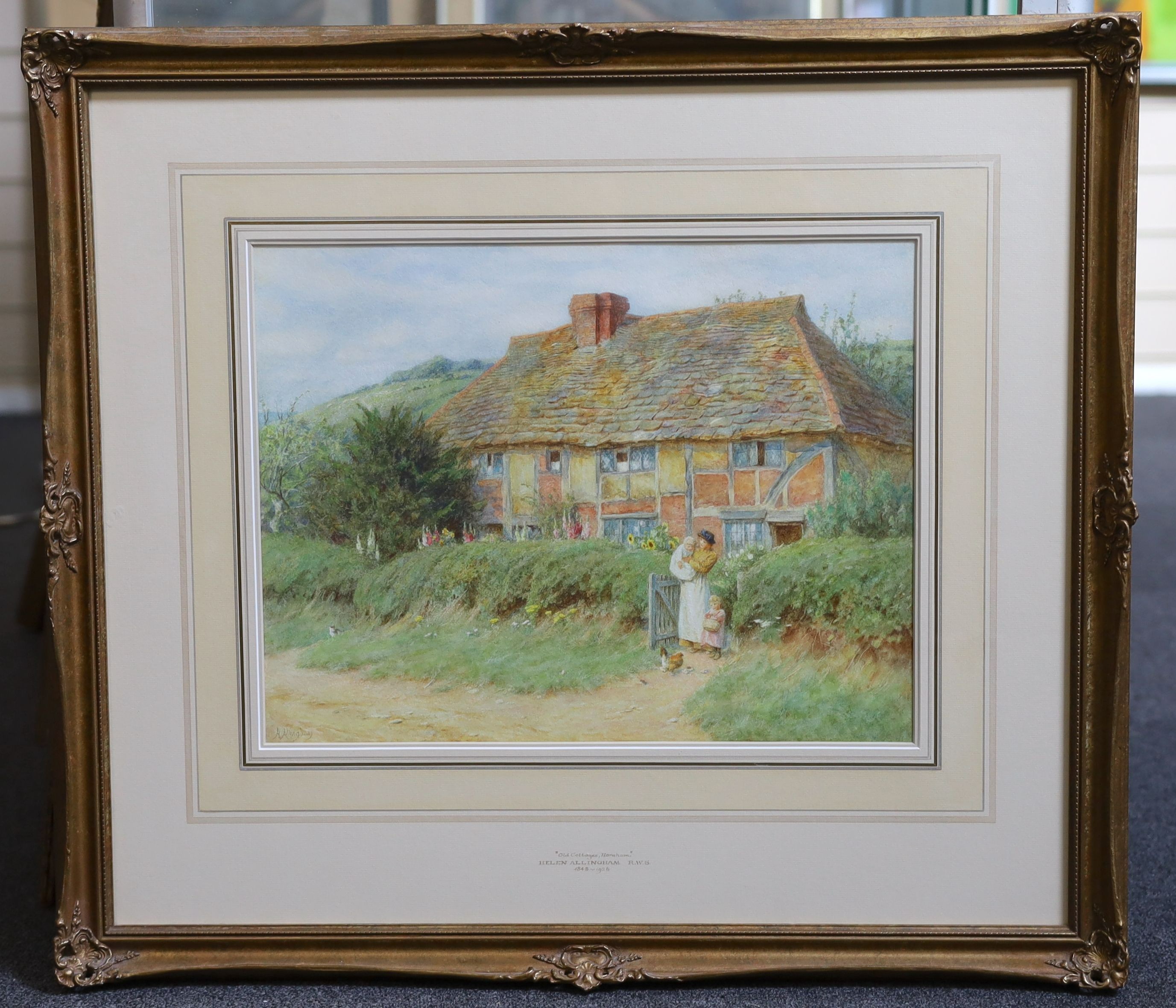 Helen Allingham (1848-1926), Old Cottages, Horsham, watercolour, 31 x 40.5cm